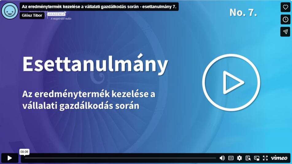 Az eredménytermék kezelése a vállalati gazdálkodás során